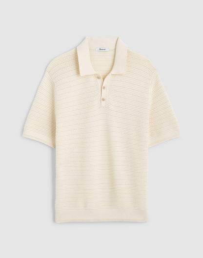 Madewell Textured Open-Stitch Polo Antique Cream