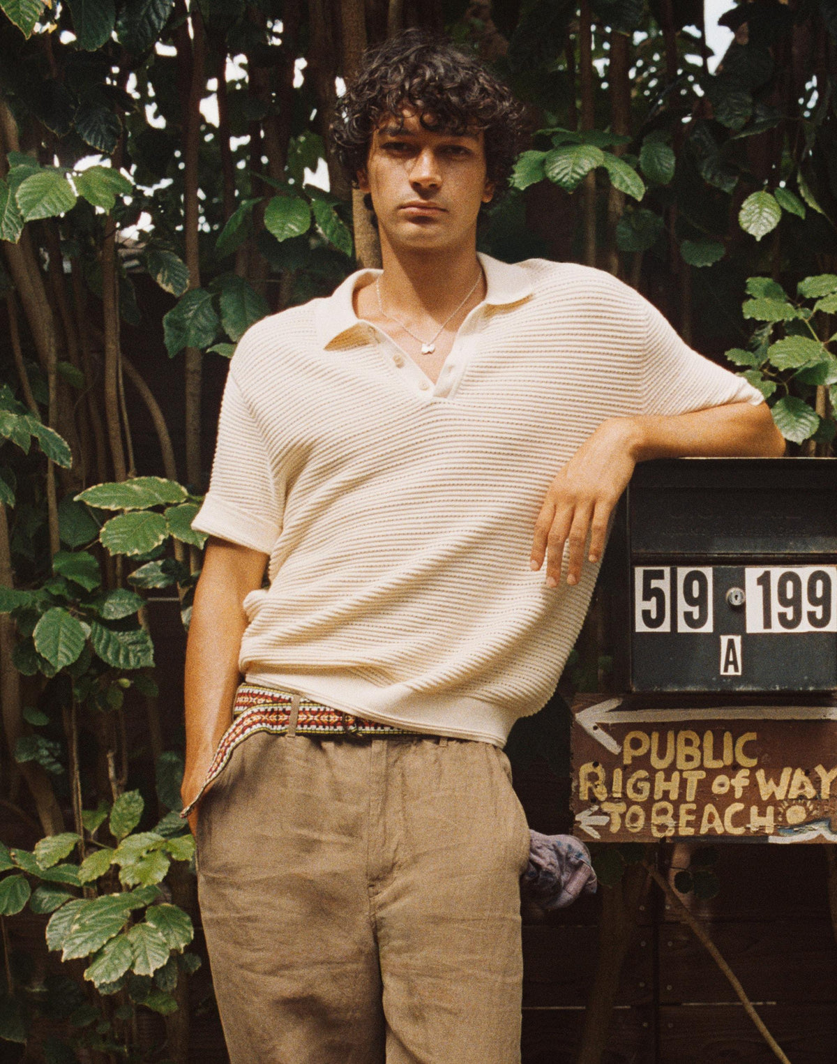 Madewell Textured Open-Stitch Polo Antique Cream