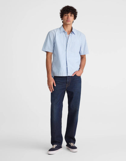 Madewell Boxy Cropped Shirt in Crisp Poplin Tranquil Blue