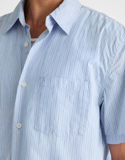 Madewell Boxy Cropped Shirt in Crisp Poplin Tranquil Blue