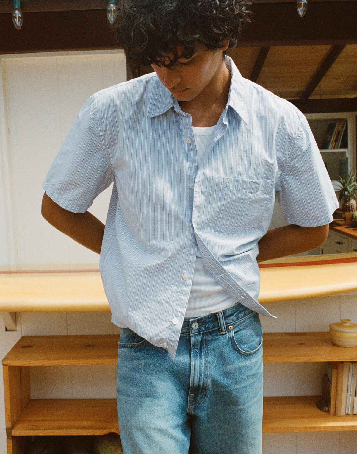 Madewell Boxy Cropped Shirt in Crisp Poplin Tranquil Blue