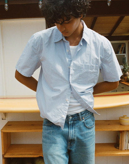 Madewell Boxy Cropped Shirt in Crisp Poplin Tranquil Blue