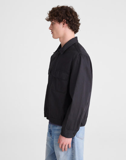 Madewell Zip-Front Jacket in Meridian Linen Blend Black
