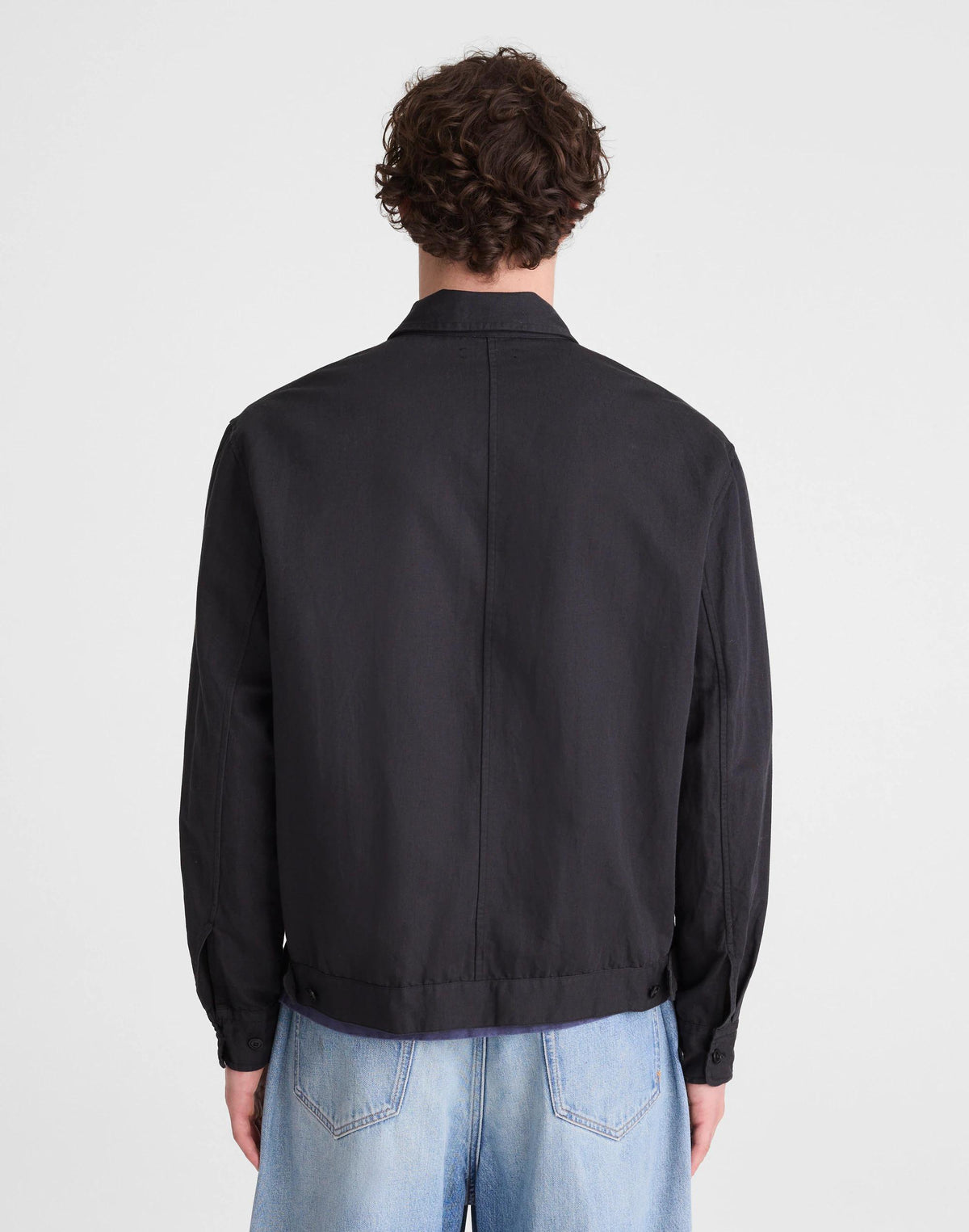 Madewell Zip-Front Jacket in Meridian Linen Blend Black