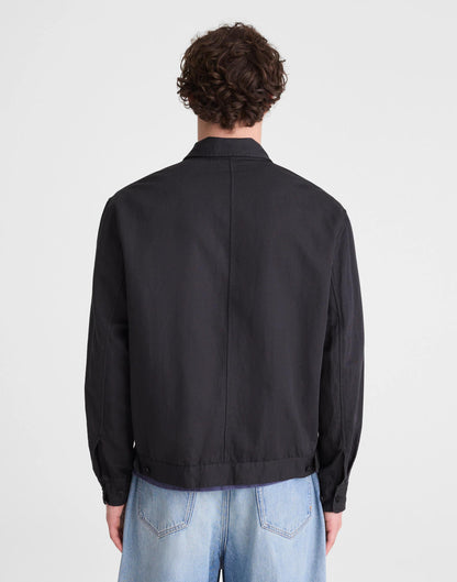 Madewell Zip-Front Jacket in Meridian Linen Blend Black