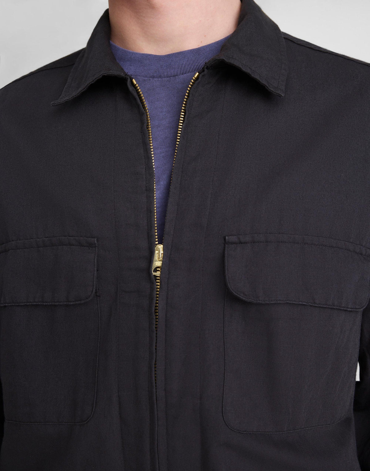 Madewell Zip-Front Jacket in Meridian Linen Blend Black