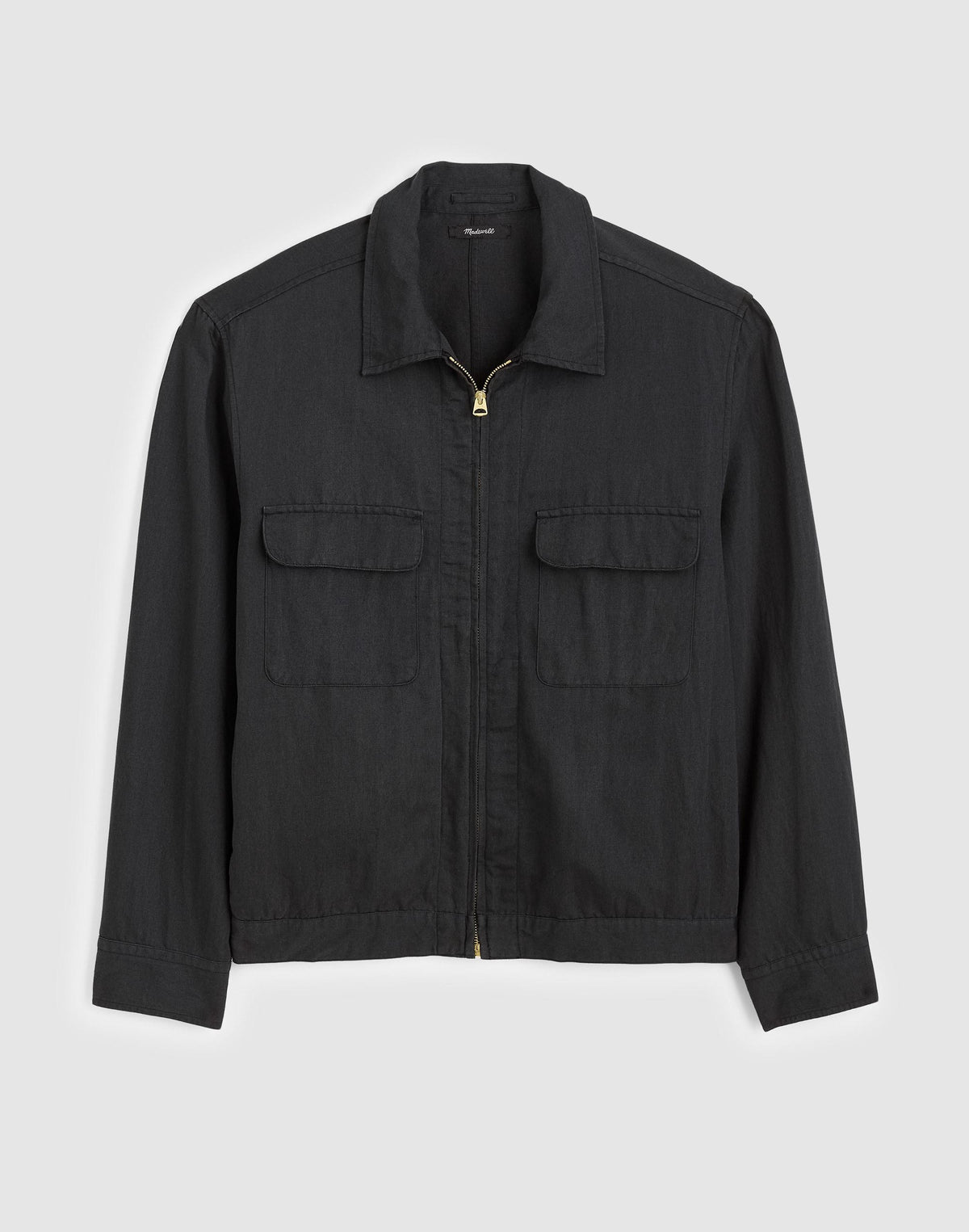 Madewell Zip-Front Jacket in Meridian Linen Blend Black