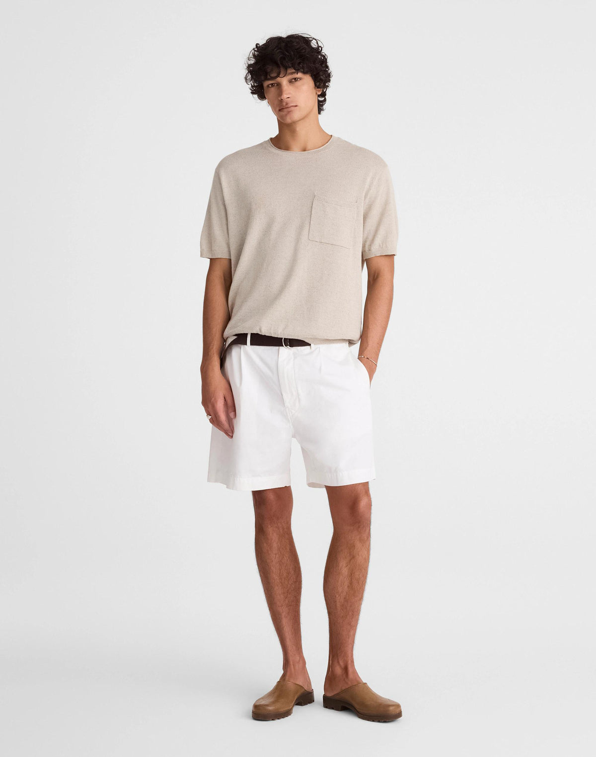 Madewell Rollneck Sweater Tee Heather Pale Pewter