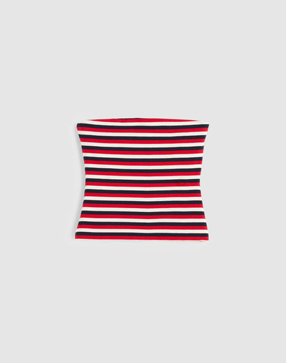 Madewell Knit Tube Top Varisty Red Tricolor Stripe