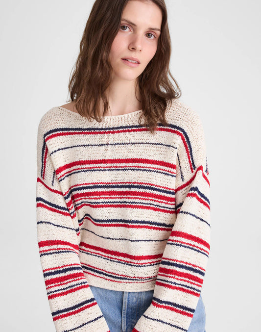 Madewell Boatneck Pullover Sweater Ivory Stripe