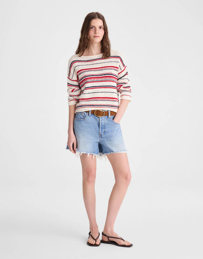 Madewell Boatneck Pullover Sweater Ivory Stripe