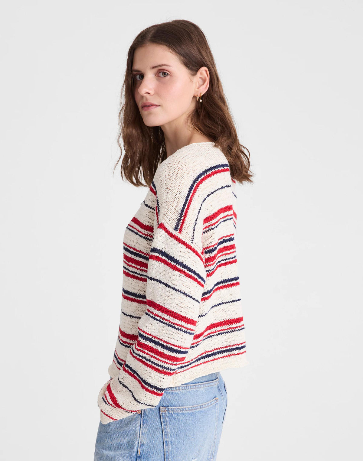 Madewell Boatneck Pullover Sweater Ivory Stripe