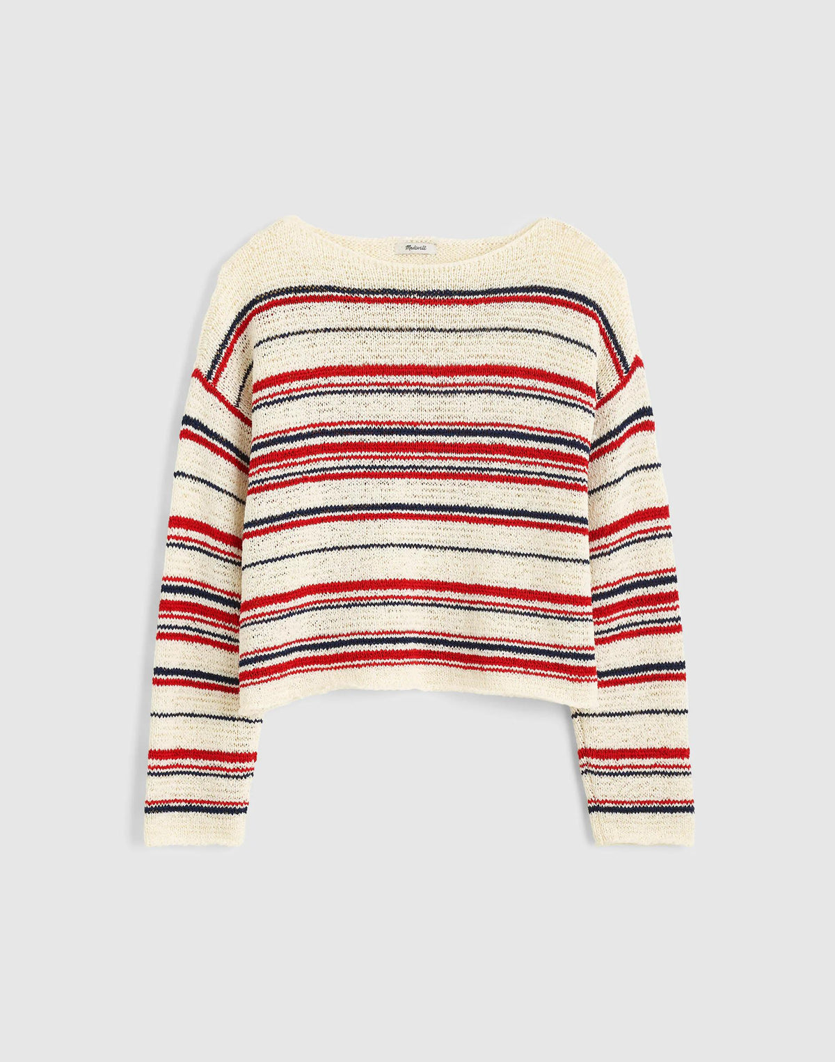 Madewell Boatneck Pullover Sweater Ivory Stripe