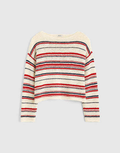 Madewell Boatneck Pullover Sweater Ivory Stripe