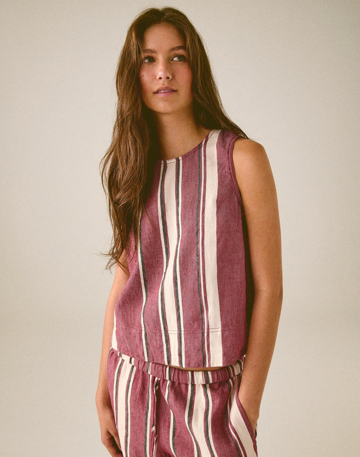 Madewell Shell Top in 100% Linen Red Currant