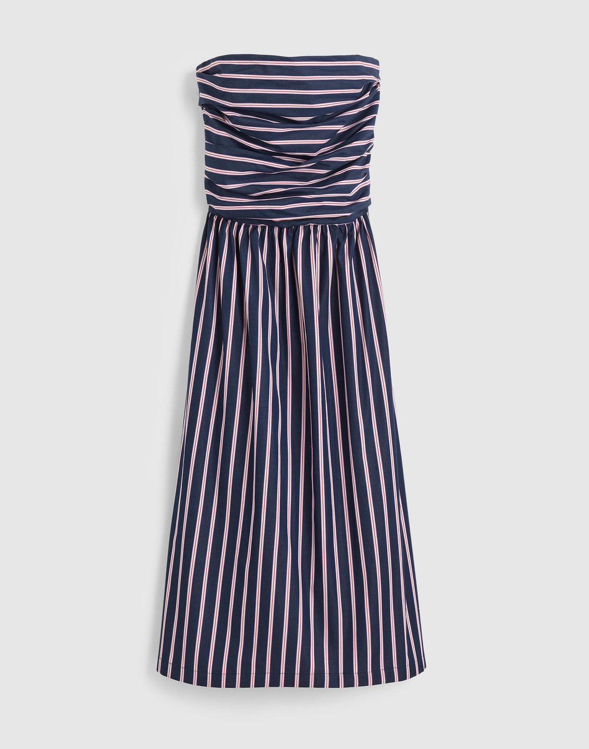 Madewell Strapless Ruched Midi Dress in Poplin Classic Indigo