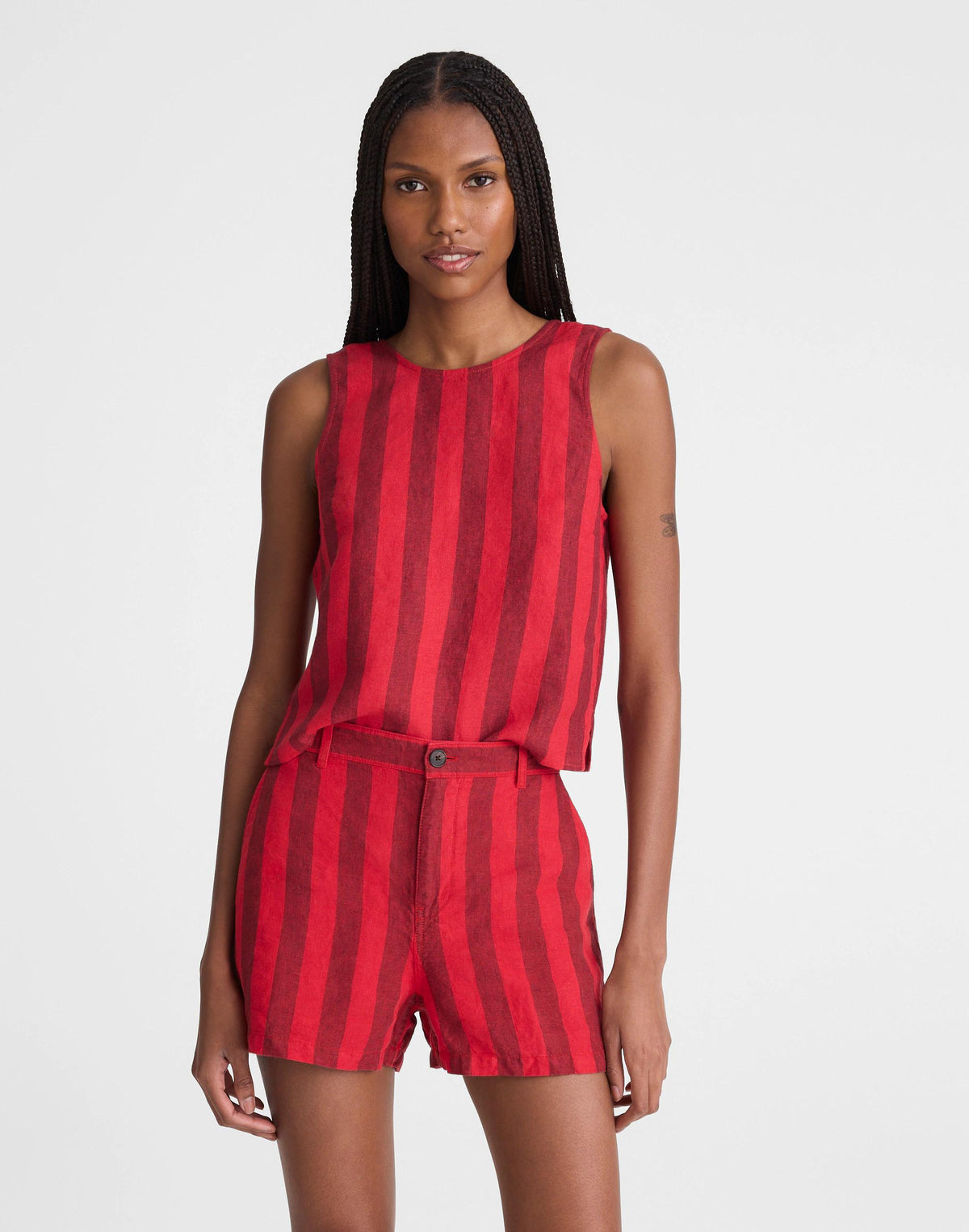Madewell The Zoe Short in 100% Linen Enamel Red