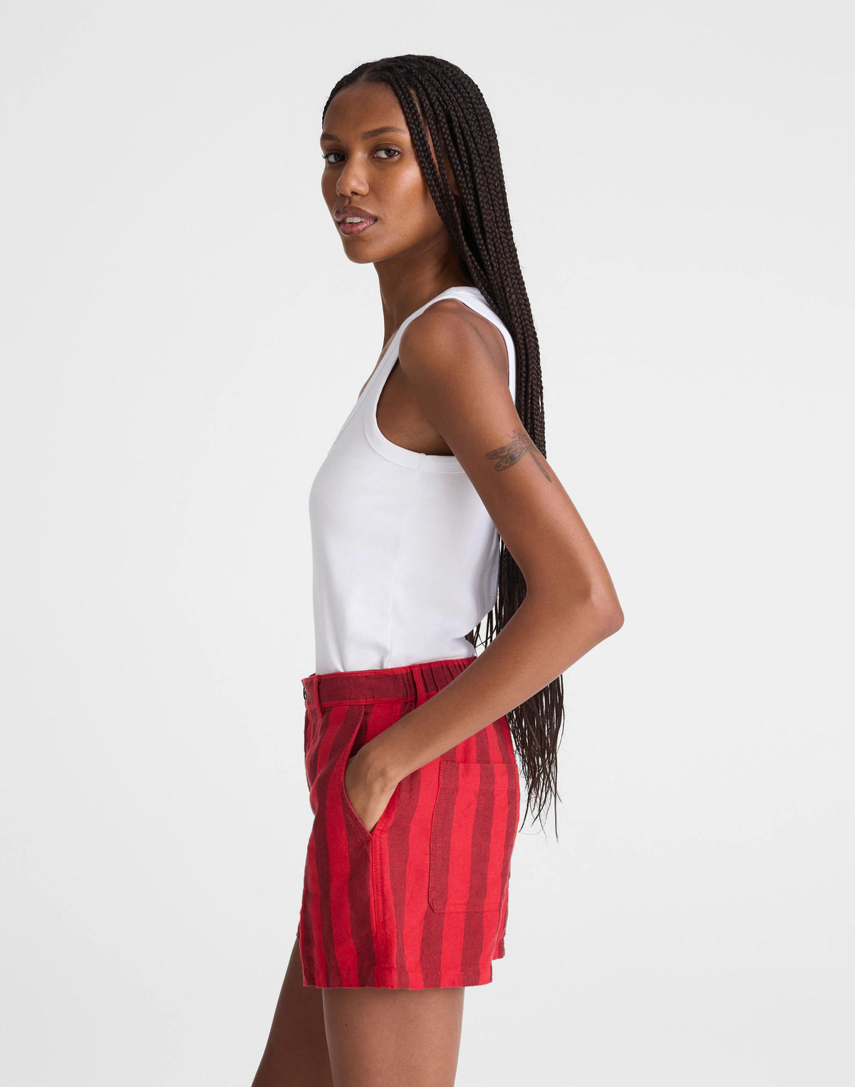 Madewell The Zoe Short in 100% Linen Enamel Red