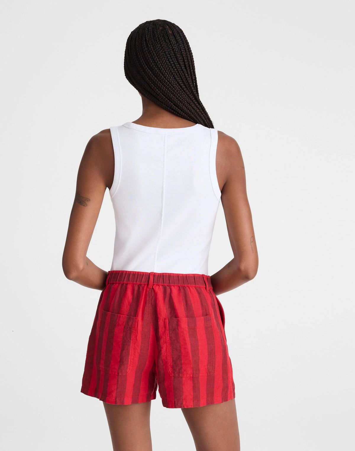 Madewell The Zoe Short in 100% Linen Enamel Red