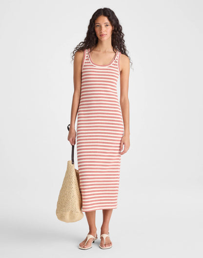 Madewell Scoopneck Tank Maxi Dress Red Stripe Jacquard