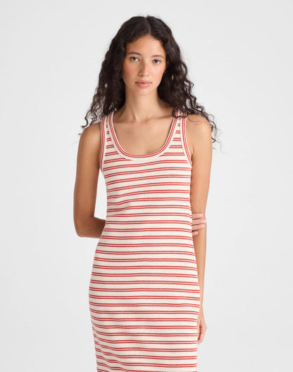 Madewell Scoopneck Tank Maxi Dress Red Stripe Jacquard