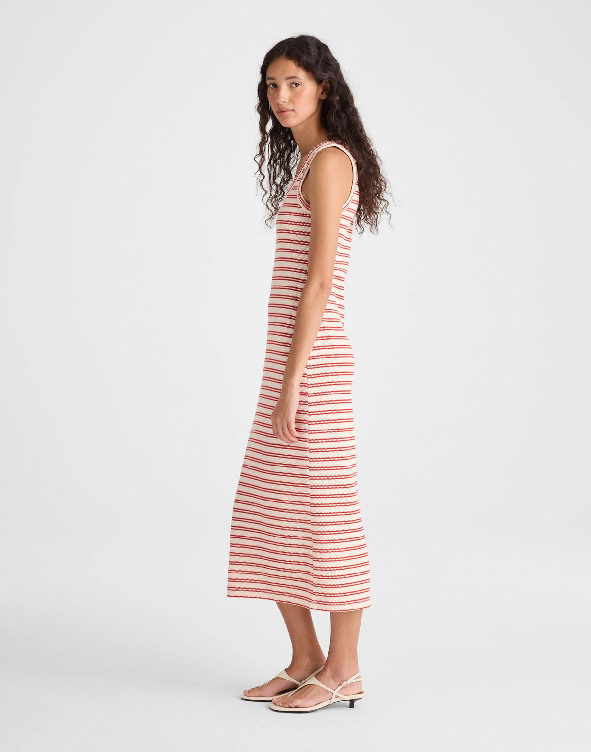 Madewell Scoopneck Tank Maxi Dress Red Stripe Jacquard