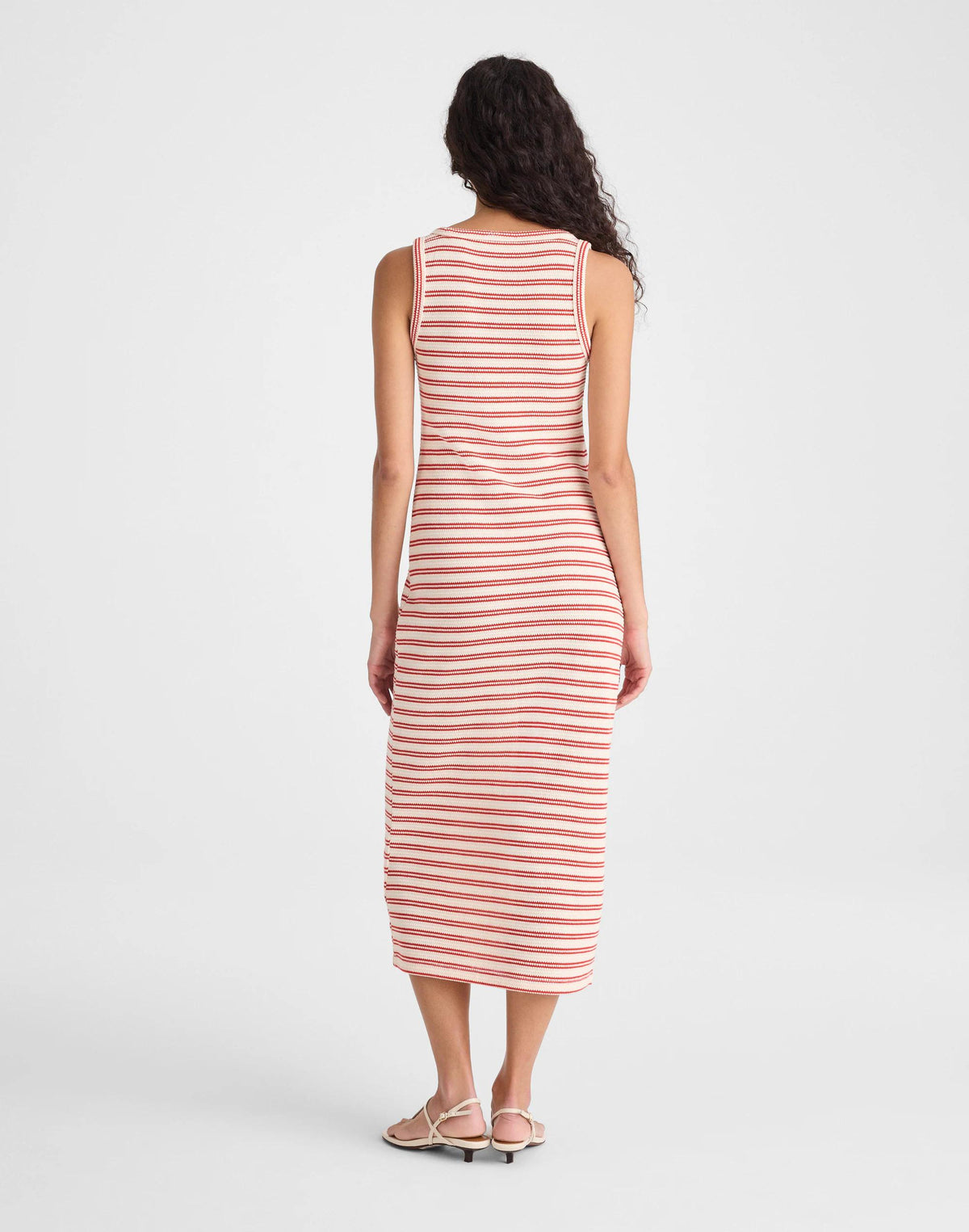Madewell Scoopneck Tank Maxi Dress Red Stripe Jacquard
