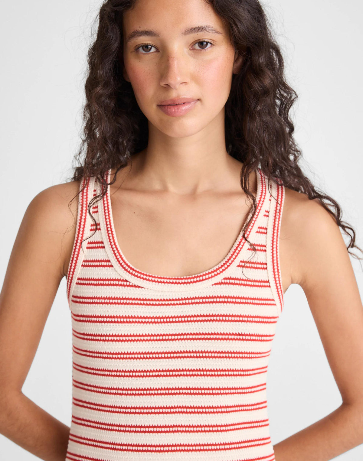 Madewell Scoopneck Tank Maxi Dress Red Stripe Jacquard