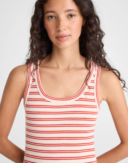 Madewell Scoopneck Tank Maxi Dress Red Stripe Jacquard