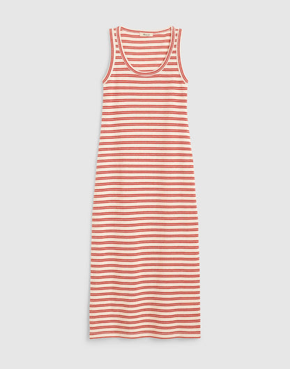 Madewell Scoopneck Tank Maxi Dress Red Stripe Jacquard