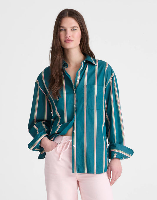 Madewell Madewell x Shopbop  Easy Shirt in Poplin Deep Lagoon Stripe