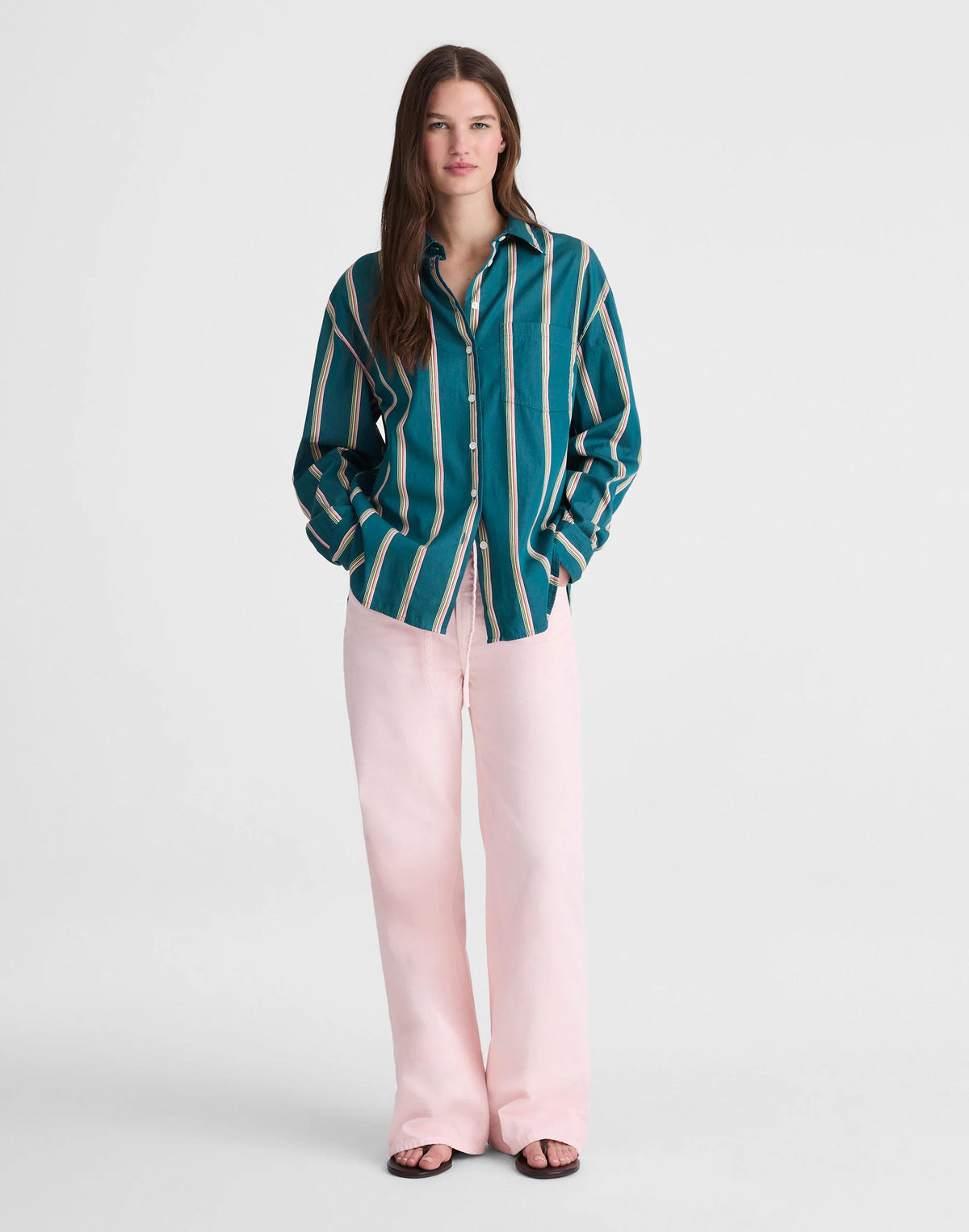 Madewell Madewell x Shopbop  Easy Shirt in Poplin Deep Lagoon Stripe
