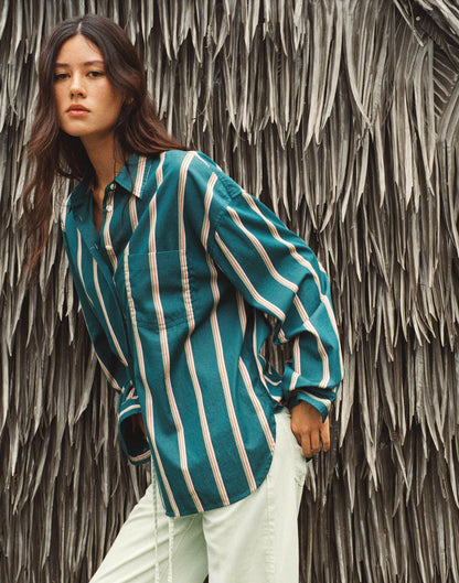 Madewell Madewell x Shopbop  Easy Shirt in Poplin Deep Lagoon Stripe
