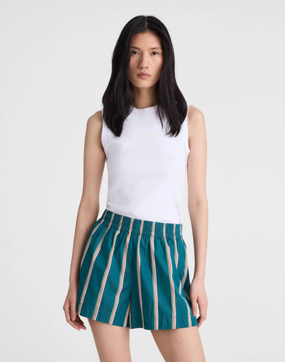 Madewell Madewell x Shopbop Pull-On Shorts in Poplin Deep Lagoon Stripe