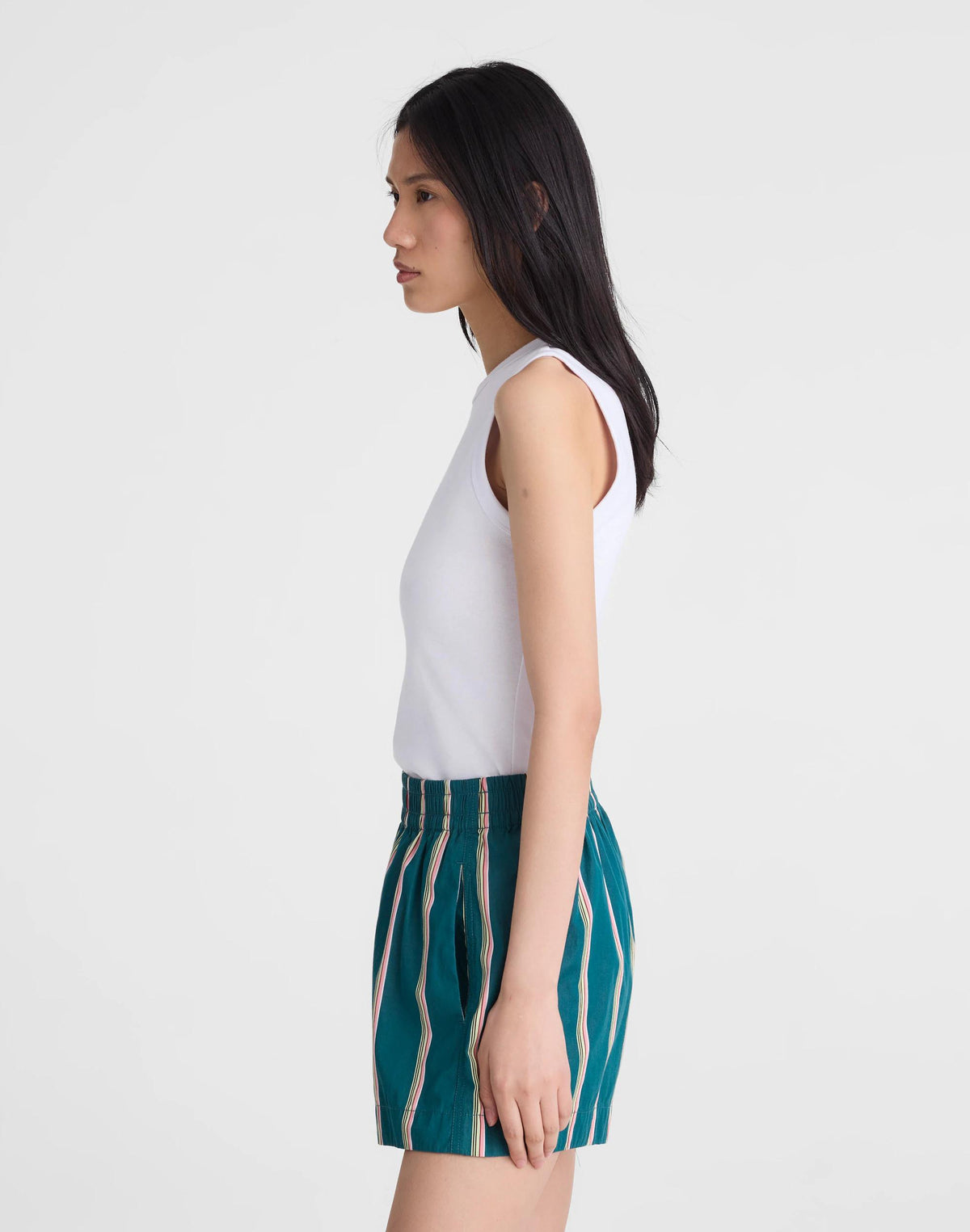 Madewell Madewell x Shopbop Pull-On Shorts in Poplin Deep Lagoon Stripe