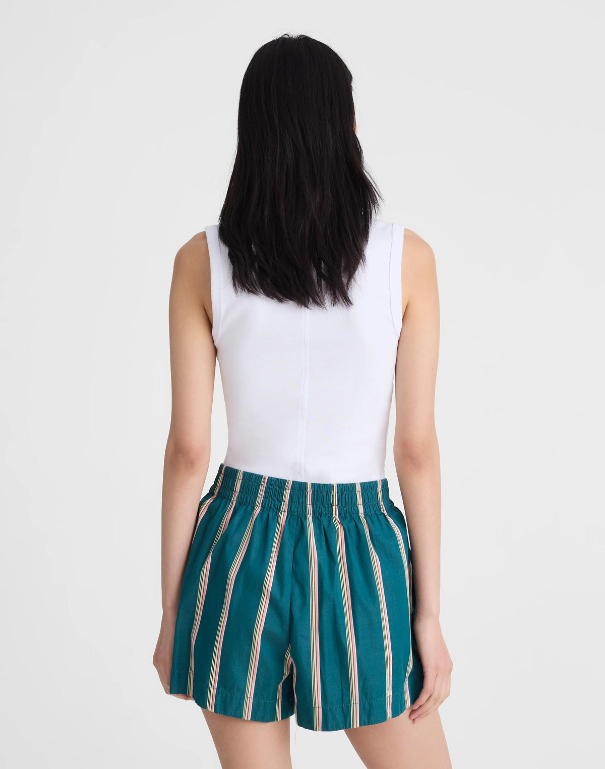 Madewell Madewell x Shopbop Pull-On Shorts in Poplin Deep Lagoon Stripe