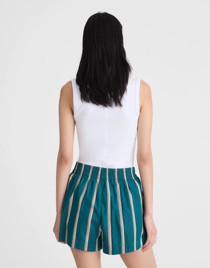 Madewell Madewell x Shopbop Pull-On Shorts in Poplin Deep Lagoon Stripe