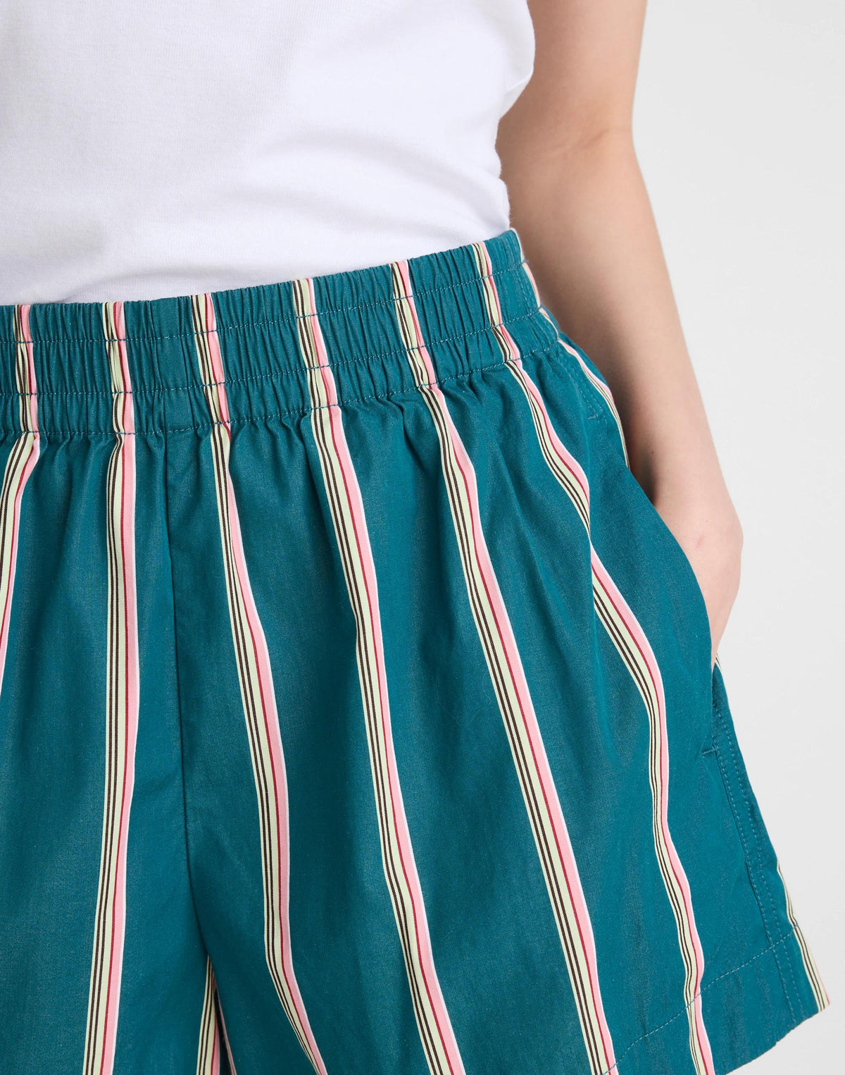 Madewell Madewell x Shopbop Pull-On Shorts in Poplin Deep Lagoon Stripe