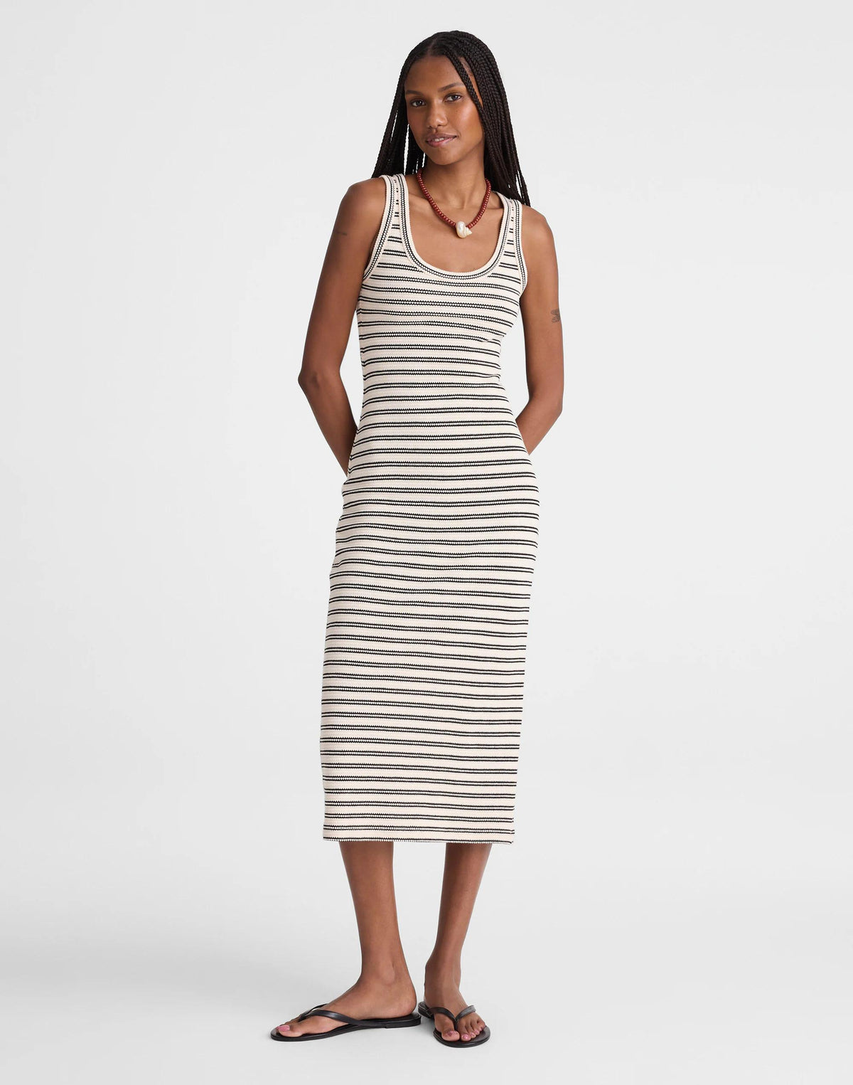 Madewell Scoopneck Tank Maxi Dress Black Stripe Jacquard