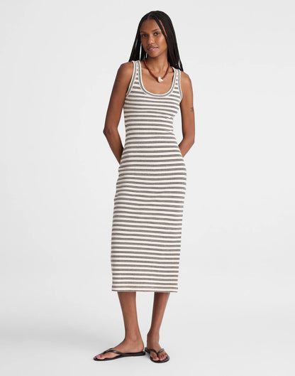 Madewell Scoopneck Tank Maxi Dress Black Stripe Jacquard