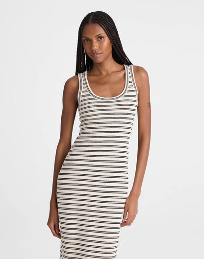 Madewell Scoopneck Tank Maxi Dress Black Stripe Jacquard