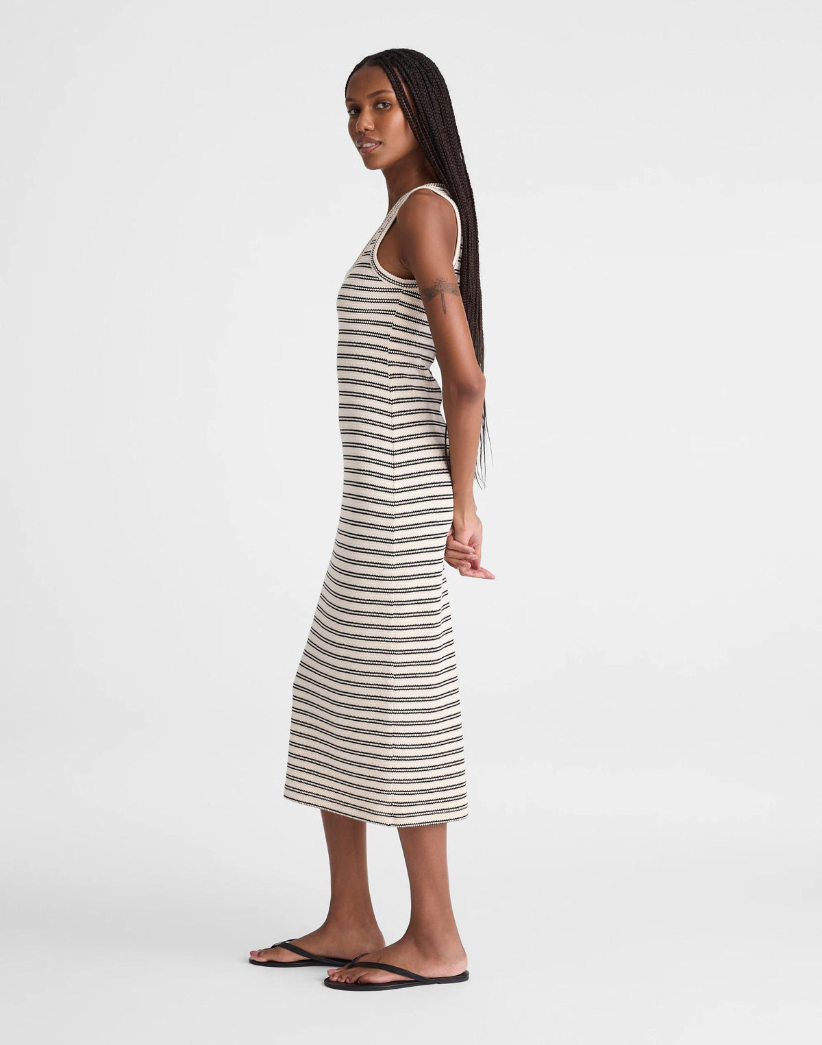 Madewell Scoopneck Tank Maxi Dress Black Stripe Jacquard