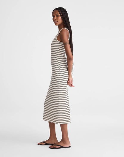 Madewell Scoopneck Tank Maxi Dress Black Stripe Jacquard