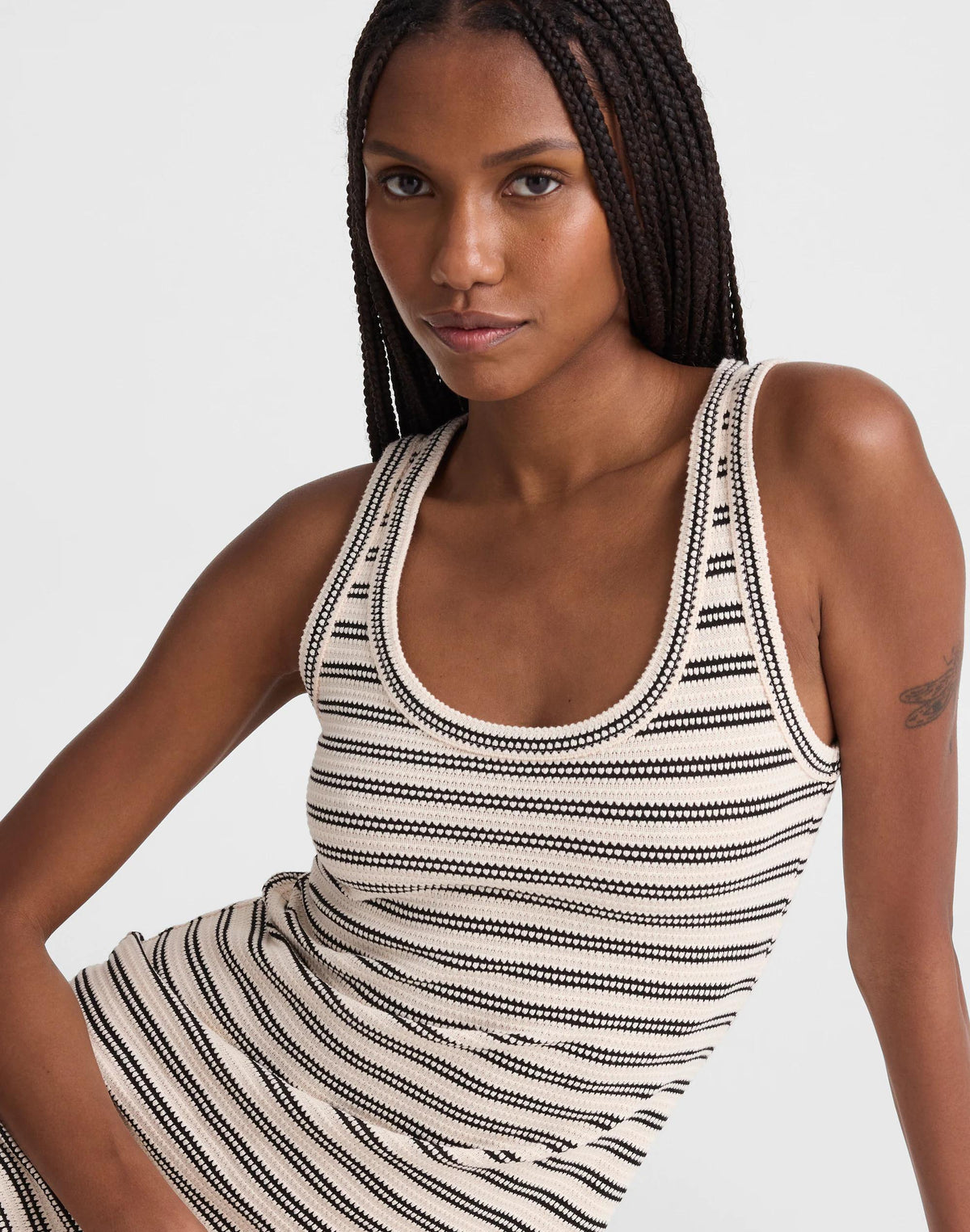 Madewell Scoopneck Tank Maxi Dress Black Stripe Jacquard
