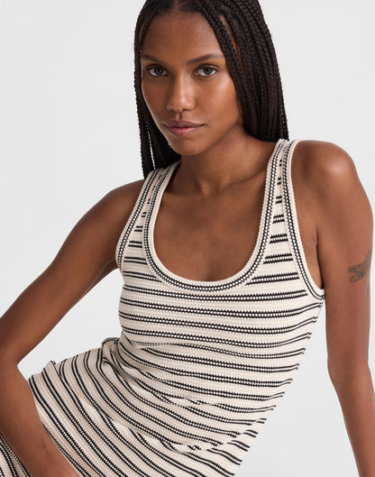 Madewell Scoopneck Tank Maxi Dress Black Stripe Jacquard
