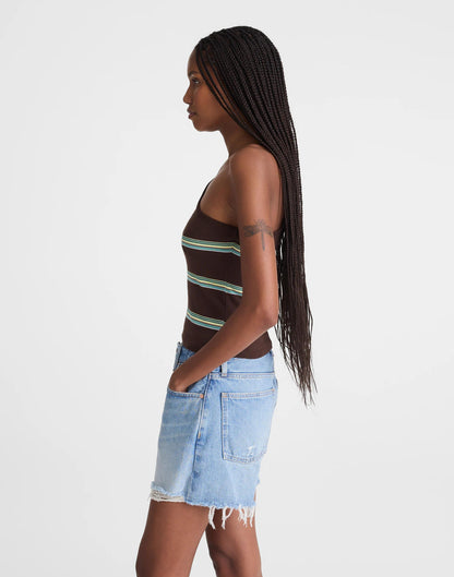 Madewell Madewell x Shopbop '90s One-Shoulder Tank in Compact Cotton Dark Brown
