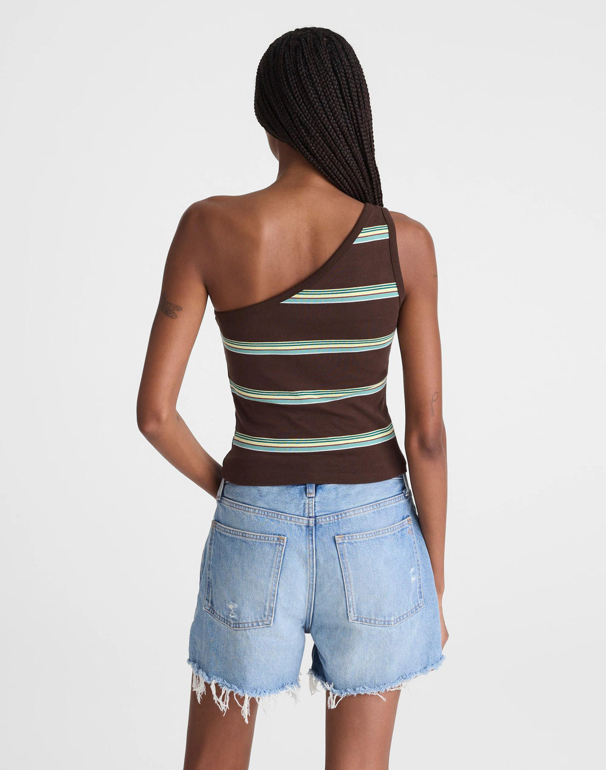 Madewell Madewell x Shopbop '90s One-Shoulder Tank in Compact Cotton Dark Brown