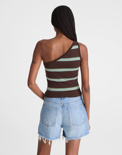 Madewell Madewell x Shopbop '90s One-Shoulder Tank in Compact Cotton Dark Brown