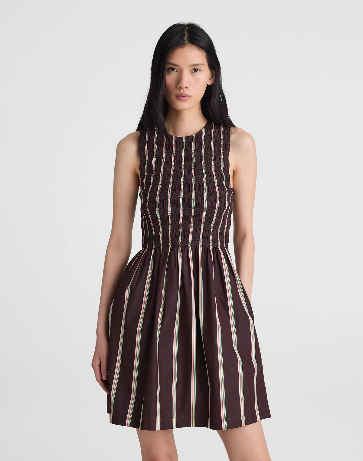 Madewell Madewell x Shopbop Melody Smocked Mini Dress Burnt Cocoa