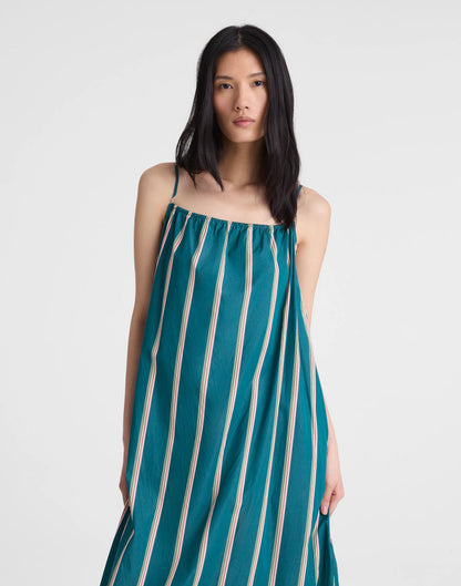 Madewell Madewell x Shopbop Gathered A-Line Midi Dress Deep Lagoon Stripe